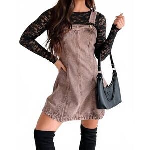 NEW TOURTIWI denim camisole dress in light brown